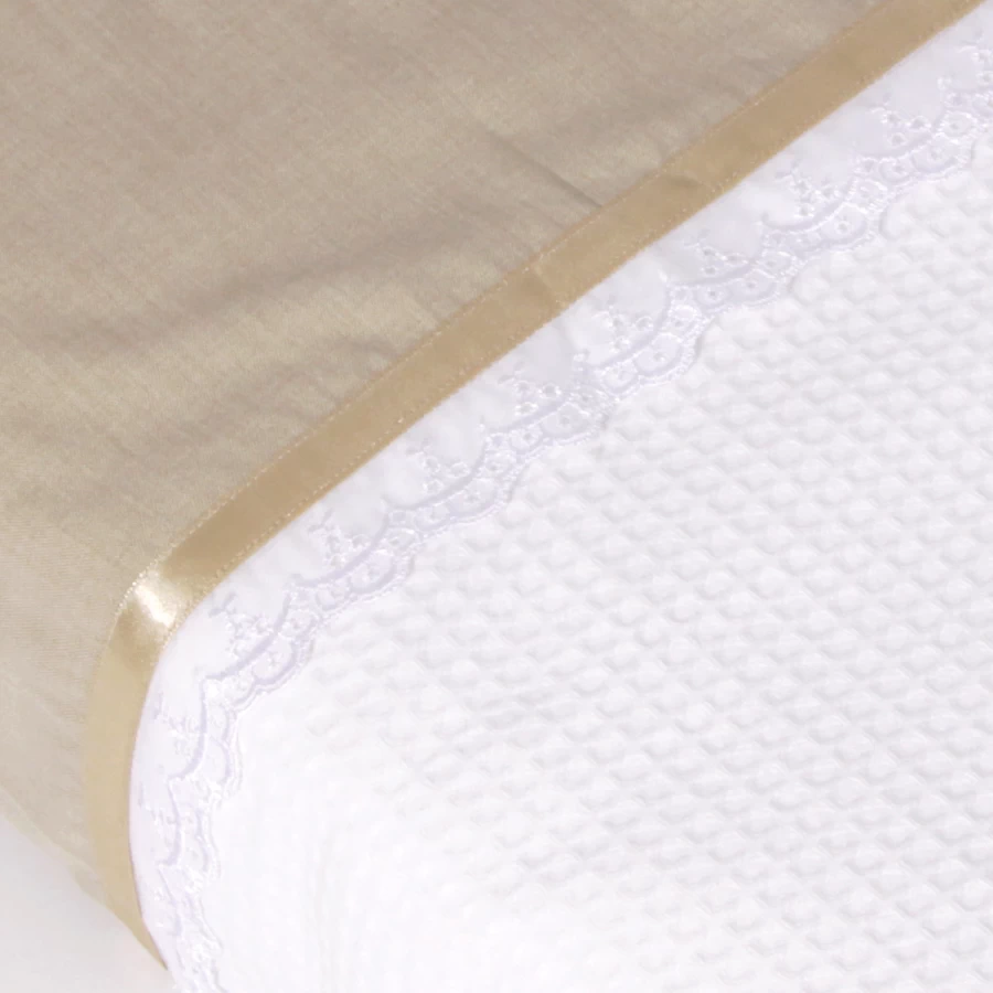 Wieglaken Pure beige and satin band